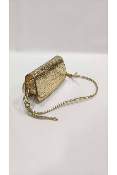 Mercan Stores Stylish Shiny Hand and Shoulder Bag with Crocodile Lacing Strap