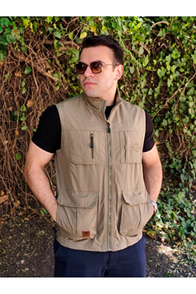 Azıcık Akıllı Чоловічий відкритий хакі сезонний дихаючий швидковисихаючий багатокишеньковий тактичний жилет без рукавів 25EYLKJPBL