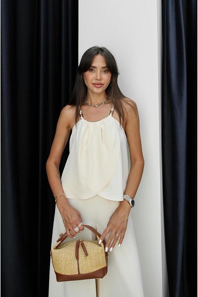 Havoş Blouse Pants Set with Cream Strap Accessory Detail