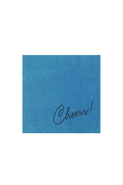 Story 24X24 cm Black Foil Cheers Patterned 2 Layer 50 Pack Blue Colored Paper Napkins