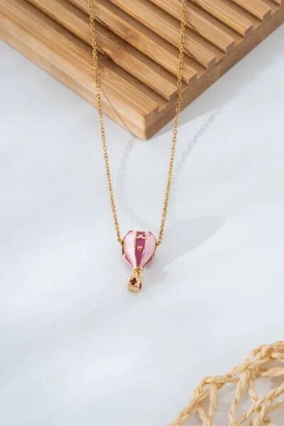 Finesa Jewelry Hot Air Balloon Figured, Elegant Chain, Colorful Balloon Necklace