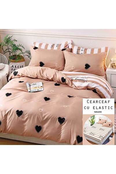 Patul Lenjerie Bumbac Satinat, Pucioasa, 1 Persoana, Pat Single, 4 Piese