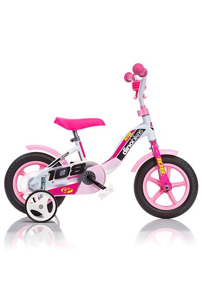 Dino Bikes Children's bicycle model 108 Sport DB-108FL-0509 Dino Bikes, 10 inch, white with pink color