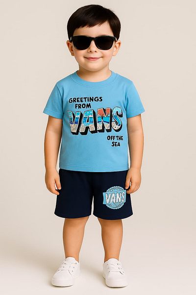 Oz Baby Boy's Summer Printed Bottom Top Set with Shorts