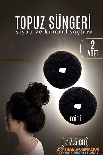 Transformacion MINI Burete pentru Coc de păr NEGRU 2BUC 7,5 CM Diametru 3 cm Grosime 721885