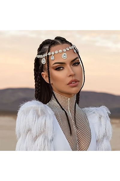 GlassySKY Indian/ Hijab Headgear/Boutonniere/ Necklace/ Hanfu Crown Hair Accessory Wedding/Engagement/Bride/Henna/Birthday