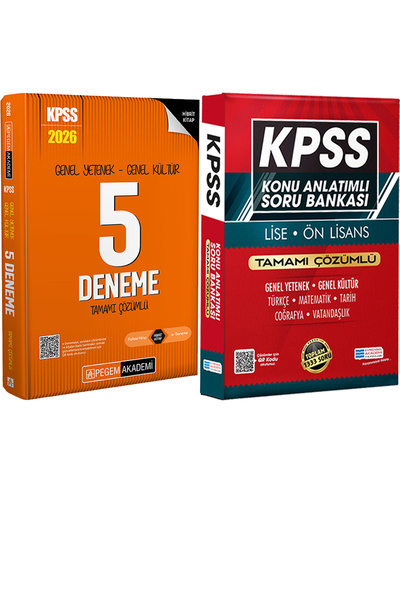 Pegem Akademi Yayıncılık 2026 KPSS Genel Yetenek Genel Kültür Çözümlü 5 Denem...
