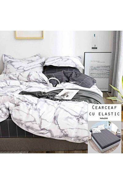 Patul Lenjerie Bumbac Satinat, Pucioasa, 1 Persoana, Pat Single, 4 Piese