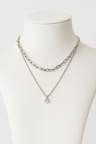 PREGIO Women's Waterway Chain Clover Figured Combination Necklace