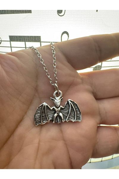 Herşey Nota Bat Figured Unisex Necklace – 60 cm Chain, Gothic and Mysterious Style