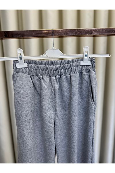 PELTEX Women's Gray 2 Thread Elastic Waist Sweatpants (Boy 90cm)