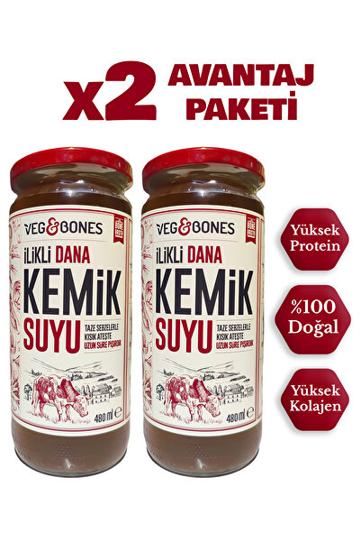 Veg&Bones İlikli Dana Kemik Suyu Yüksek Kolajen Ve Protein Deposu 480 ml X 2 Adet
