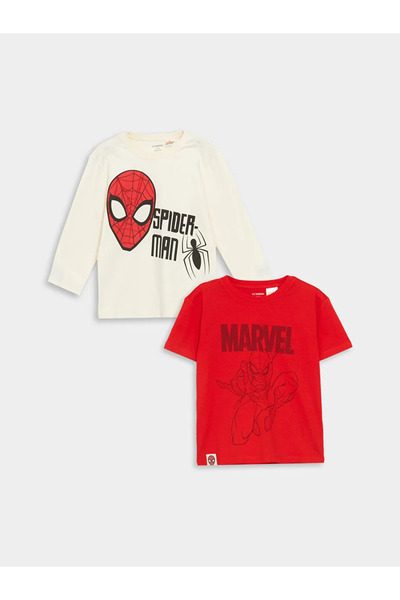LC Waikiki Lcw Kids Beige Crew Neck Boys Spider-Man Printed T-Shirt