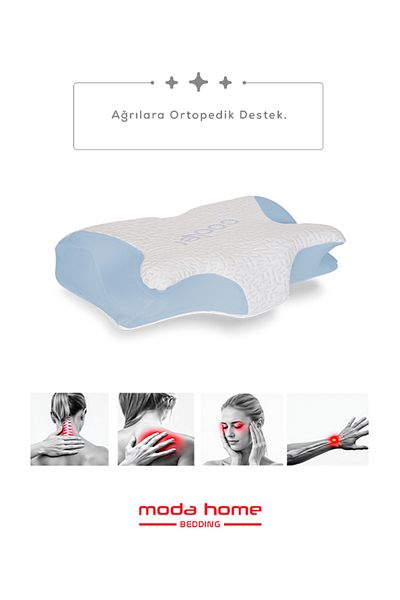 moda home bedding 2 Pieces Visco Orthopedic Neck Support Cervical Pillow Beauty Pillow with Cooling Cold Fabric (Mv)
