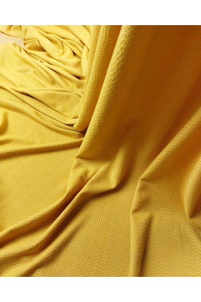 Kumaş Parça Thin Jersey with Knitted Pattern in Pastel Yellow Color (Width 120 cm X Length 155 cm)