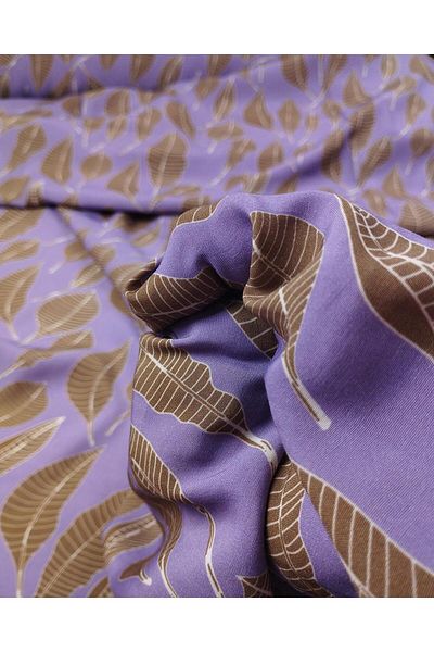 Kumaş Parça Coffee Patterned Viscose on Purple Width: 145