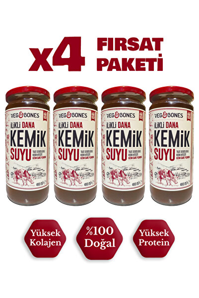 Veg&Bones İlikli Dana Kemik Suyu Yüksek Kolajen Ve Protein Deposu 480 ml X 4 Adet