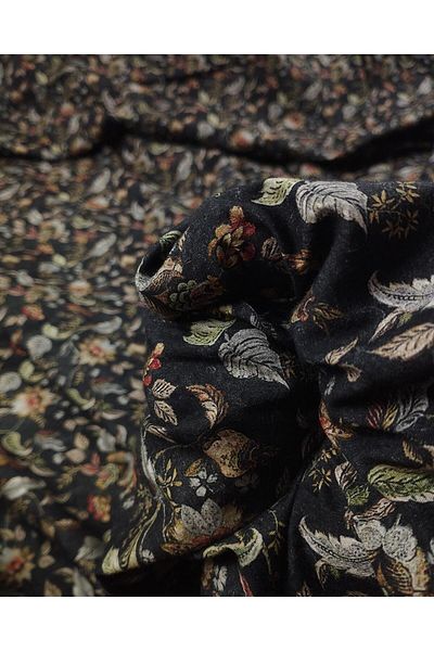 Kumaş Parça Black with Pastel Pattern Cotton Woven Width: 140