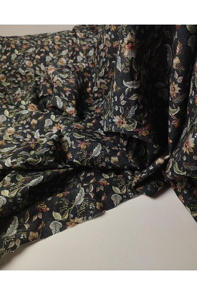 Kumaş Parça Black with Pastel Pattern Cotton Woven Width: 140