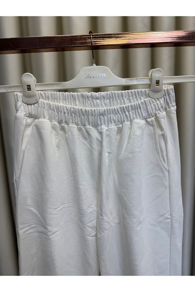 PELTEX Women's White 2 Thread Elastic Waist Sweatpants (Boy 90cm)