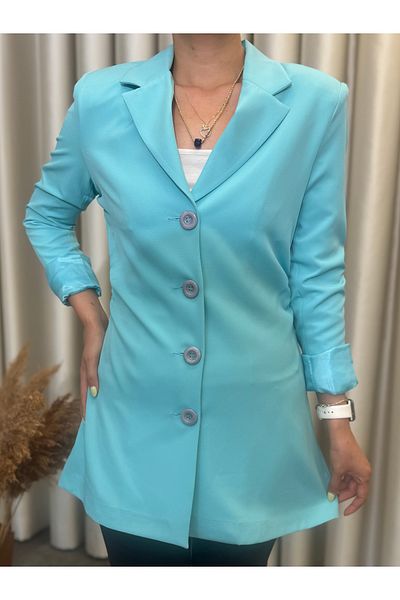 mıss clove Women's Blue Lined Hijab Jacket