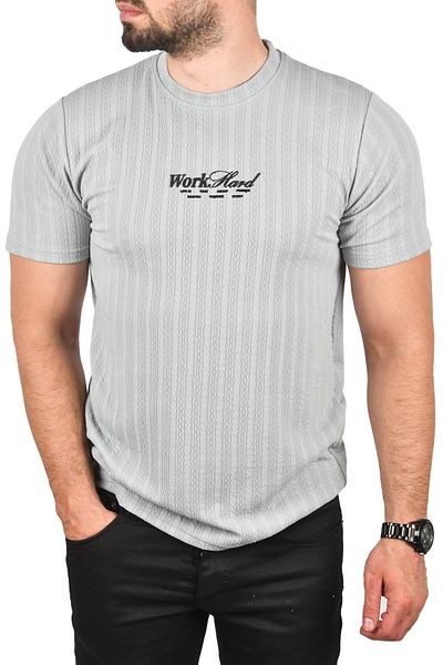 DeepSEA Ανδρικό γκρι λεπτή βαμβακερή μπλούζα Slim Fit Μπλουζάκι με αναπνεύσιμη μαλακή υφή 2504351