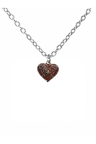 Herşey Nota Traditional Embroidered Red Butterfly Figured Necklace – 60 cm Chain, Elegant and Ethnic Style