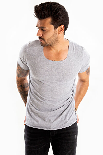 Rizz up Tricou din Lycra cu guler lat gri pentru bărbați 1801199