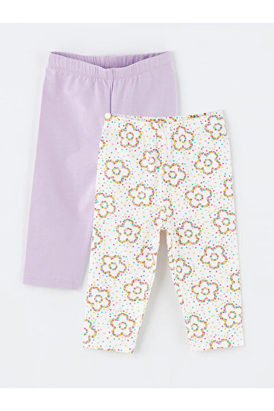 LC Waikiki Lcw Kids Lilac Floral Baby Girl Leggings with Elastic Waist, Pack ...