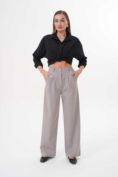 H&A İSTANBUL Women's Pleated Fabric Palazzo Pants with Back Pockets