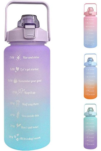 COOYA 2L water bottle with straw, motivational water bottle kettle, sports kettle with time stamp, unisex