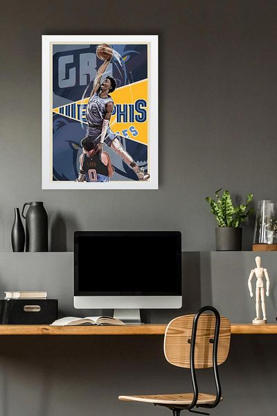 Saturn Pictură cu cadru Ja Morant - Poster NBA Memphis Grizzlies