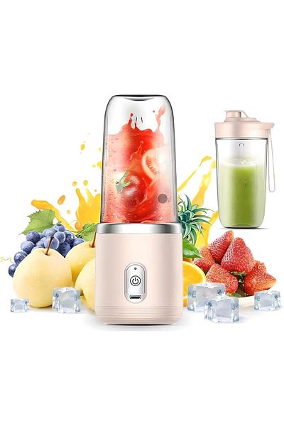 COOYA Mini Blender, Rechargeable Blender with 6 Blades, Portable Smoothie Mixer for Home Office Gym (Pink)