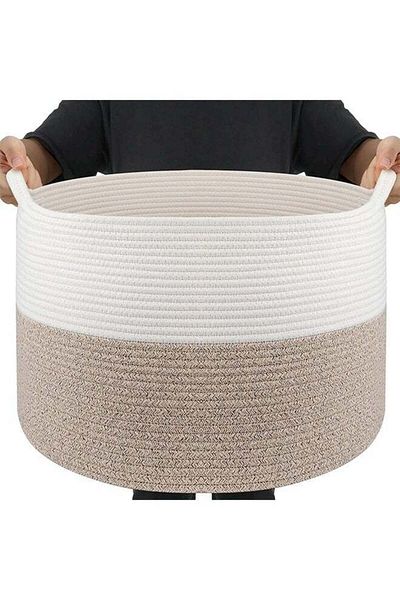 COOYA Beige Storage Basket, Large Toy Storage Basket, Eco-Friendly Material, with Carrying Handle