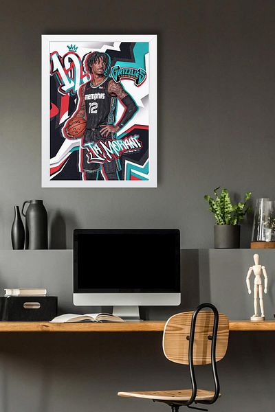 Saturn Pictură cu cadru Ja Morant - Poster NBA Memphis Grizzlies