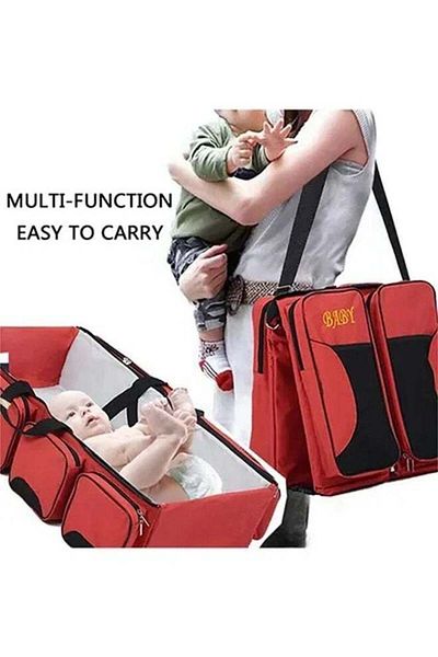 COOYA 4-in-1 Multifunctional Large Capacity Traveling Baby Diaper Bag With Waterproof Cushioning - Red