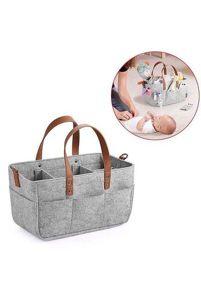 COOYA Baby Diaper Caddy Bag with Leather Handle and Zipper Lid, Suitable for Baby Shower and Gift