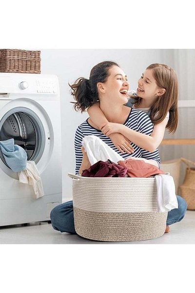 COOYA Beige Storage Basket, Large Toy Storage Basket, Eco-Friendly Material, with Carrying Handle