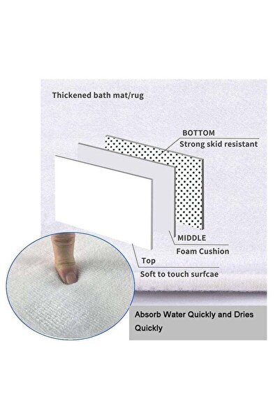 COOYA 3Pcs Bathroom Antiskid Pad, Super Soft and Fluffy Microfiber Absorbent Solid Bathroom Rug