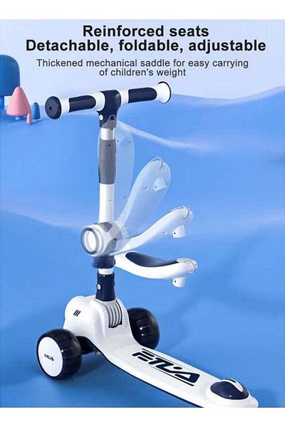COOYA 3 In 1 Children's Scooter, Foldable Scooter with Flash Wheel, Toddler Scooter For Boys & Girls