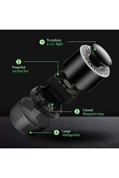 COOYA UV LED Light USB Power Suction Mosquito Killer Lamp Indoor Bug Zapper Black 19cm