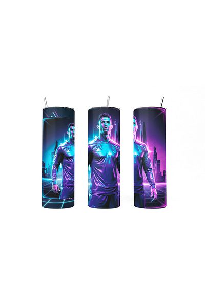 MECKSA Ronaldo Cr7 Design Tumbler Straight Skinny Tumbler double Wall Insulated Tumbler with Straw 20 oz