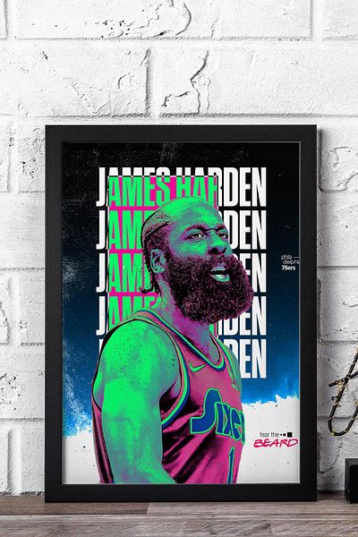 Saturn James Harden Framed Painting - Basketball Nba Poster Painting