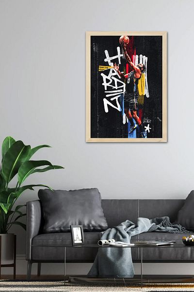 Saturn James Harden Framed Painting - Basketball Nba Poster Painting