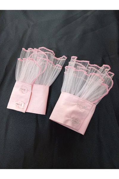 es moda shop Siona Pleated Tulle Removable Cuff Baby Pink
