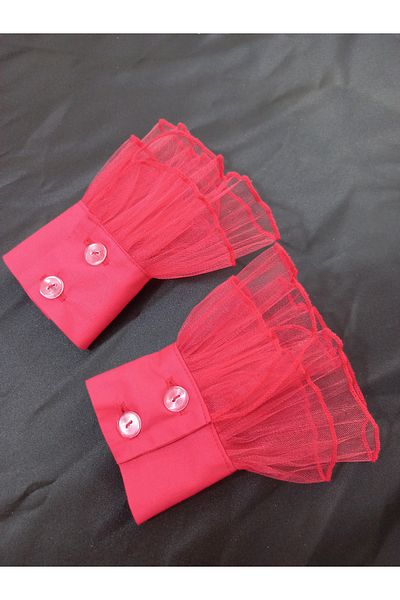 es moda shop Siona Pleated Tulle Removable Cuff Red