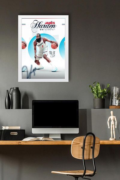 Saturn James Harden Framed Painting - Basketball Nba Poster Painting