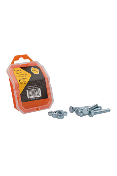 HONEYBEE مجموعة مسامير سداسية وصامولة من الفولاذ المتين مكونة من 12 قطعة في ص...