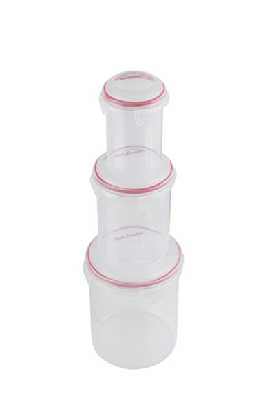 BETTY CROCKER 3-Piece Easy to Clean High-Quality Polypropylene Cylindrical Food Storage Container Set