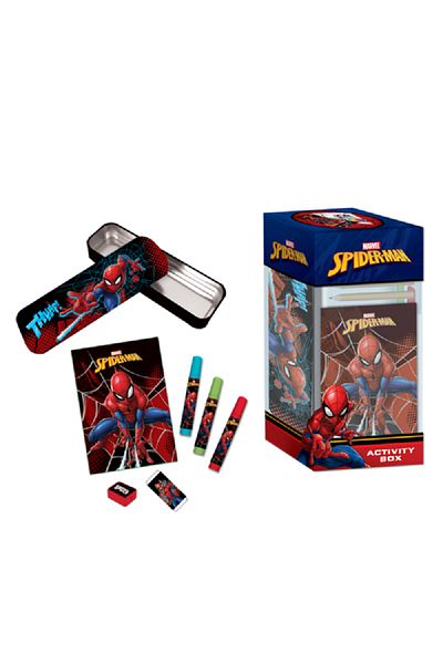 First Kid Spiderman Kids Activity Box with Metal Pencil Case Multicolor